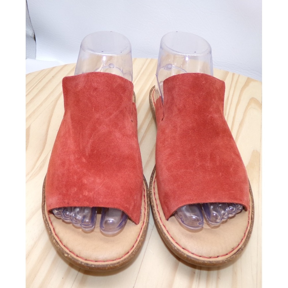 Born Mesilla Slide Sandals Womens Burnt Orange Size 8 M Slip On Leather Suede